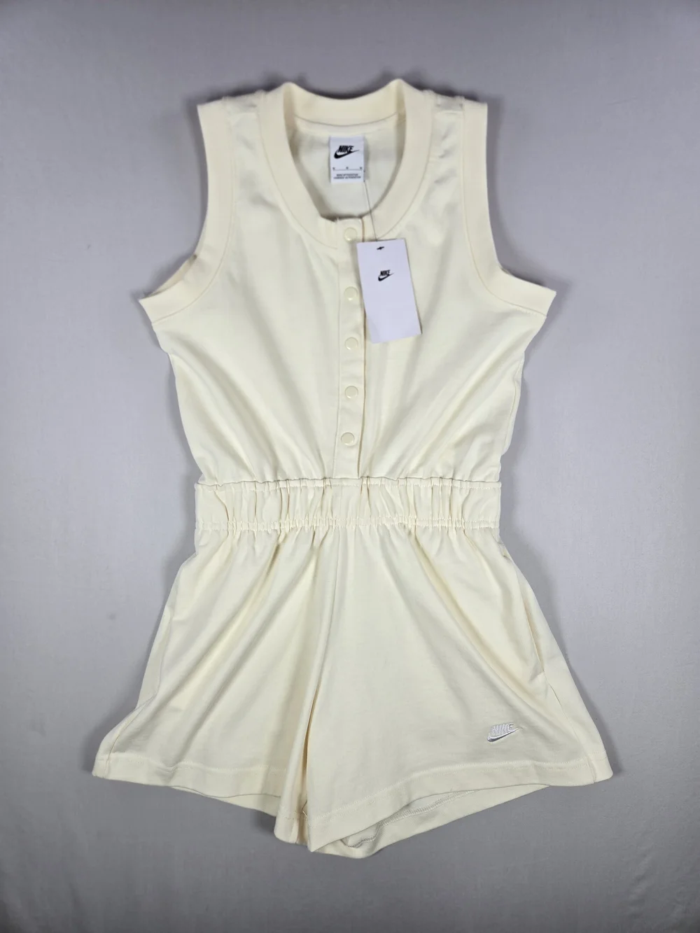 NWT Nike Sportswear Big Girls Sleeveless Henley Romper Coconut Milk Medium